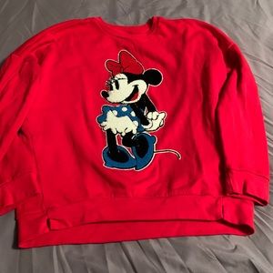 Red Minnie Mouse sweatshirt with embroidered detail
